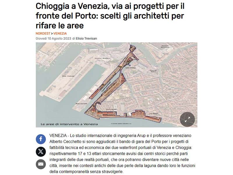 Waterfront delle aree portuali della Marittima e S.Basilio a Venezia e dell’area Saloni a Chioggia